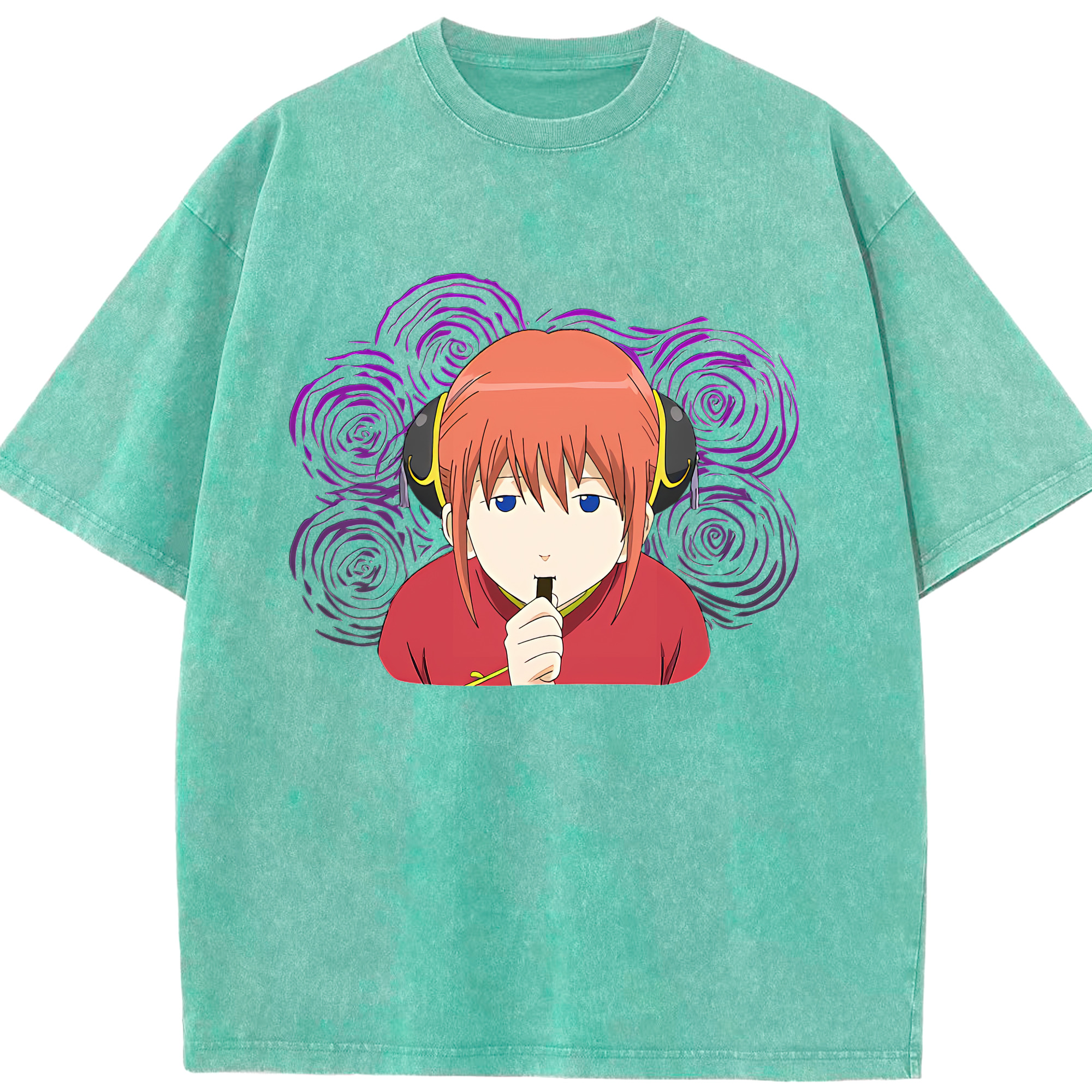 （画像用） ぎんたま 坂田銀時（さかたぎんとき） 神楽 志村新八（しむら しんぱち） GINTAMA Sakata Gintoki Kagura Shimura Shinpachi 綿100% ヴィンテージ風 半袖Tシャツ（フロントプリント）